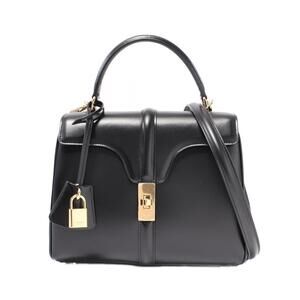 Celine Seize Handbag Leather Black
